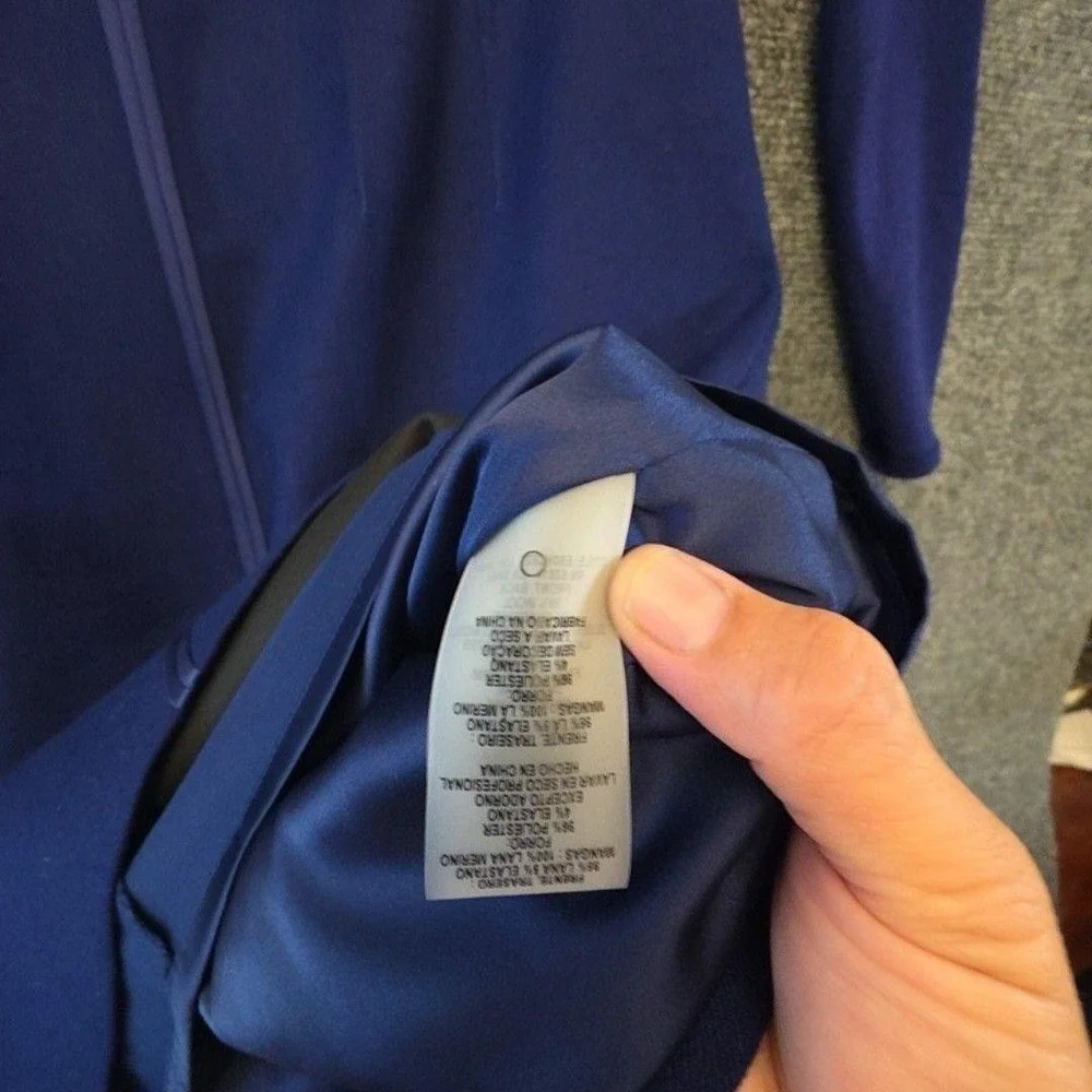 Elie Tahari Dress Womens 12 Blue Wool Cashmere Sheath Long Sleeve Knee Length